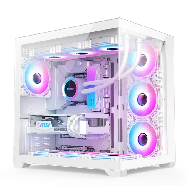 LY cheap ATX Gaming PC Case MATX Computer Case with 10 piece 120mm ARGB Fan Supporting 360 mm Radiator 400 mm GPU