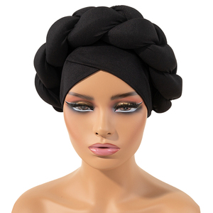 Couvre-chef africain à grosses tresses Chapeau Turbans pour dames-Tam-O '-Shanter-Toque en éponge de couleur unie - Product Image 3