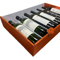 Boîte cadeau pliante en papier kraft pour 6 bouteilles de vin avec logo personnalisé, doublure en éponge, fermeture magnétique, emballage jetable