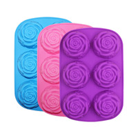 6 cavités grande fleur de rose moule en silicone moule en résine écologique pour gâteau chocolat bonbons glaçon fabrication de savon