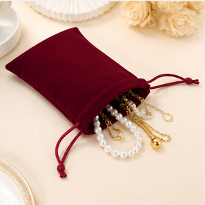 Sac à cordon en velours, pochette à bijoux, logo personnalisé, vente en gros, sacs cadeaux en vrac, emballage pour bagues, boucles d'oreilles, colliers, usine OEM - Product Image 3