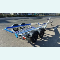 Remorque de bateau en aluminium avec freins hydrauliques, avec plateaux en polyéthylène et essieu tandem pour bateaux de pêche