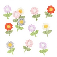 Étiquette brodée sur ordinateur, motif fleur de dessin animé, cordon, badge hydrosoluble, accessoires de décoration, patch brodé DIY, applique en tissu