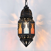 Mosaïque turque LED industrielle Ethernet suspension lampe blanc chaud suspendu verre décoratif maroc lustre fer Sculpture finition