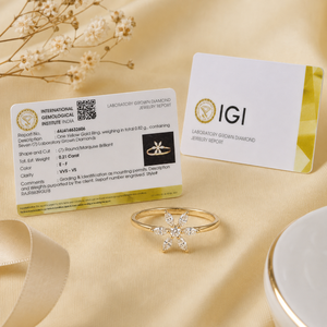 แหวนทองคำแท้ 14KT สีเหลือง ประดับเพชรเพาะเลี้ยงในห้องปฏิบัติการ รับรองโดย IGI ดีไซน์ดอกไม้ สำหรับงานแต่งงานหรือหมั้น หรูหรา คลาสสิก - Product Image 6