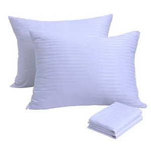 100% Cotton Yarn Dyed Hotel Pillow Case White Bed Woven Plain Pillow Cover