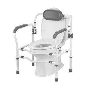 Toilet <b>Grab</b> <b>Bars</b> With Backrest And Arms For Elderly And Disabled Users LQX 050024 Gray 150kg Capacity - Product Image 1