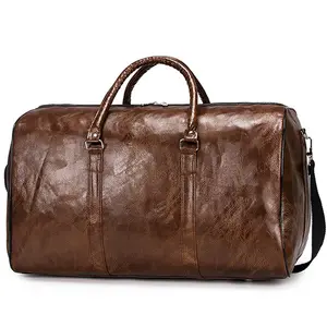 Bolsa de couro pu vintage tb044, bolsa artesanal para roupas de viagem, armazenamento minimalista para viagens