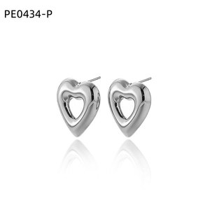 Pendientes Amy Amy con forma de corazón, aleación chapada en plata, joyería de moda para mujer, regalo, estilo romántico PE0434 - Product Image 1