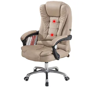 PU Leather Rotatable Boss Lift Massage Office Chair With Footrest Cheap Price Household Reclining Ergonomic PC Computer Armchair