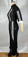 Combinaison à fermeture éclair longue à col montant Lady Devin Stripe Zip up Sport Jumpsuit