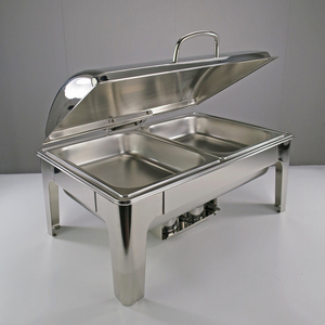 Aço inoxidável Food Warmer 2 Pan Grande Capacidade Buffet Fogão Prata Retângulo Chafing Dish Para Restaurante - Product Image 5