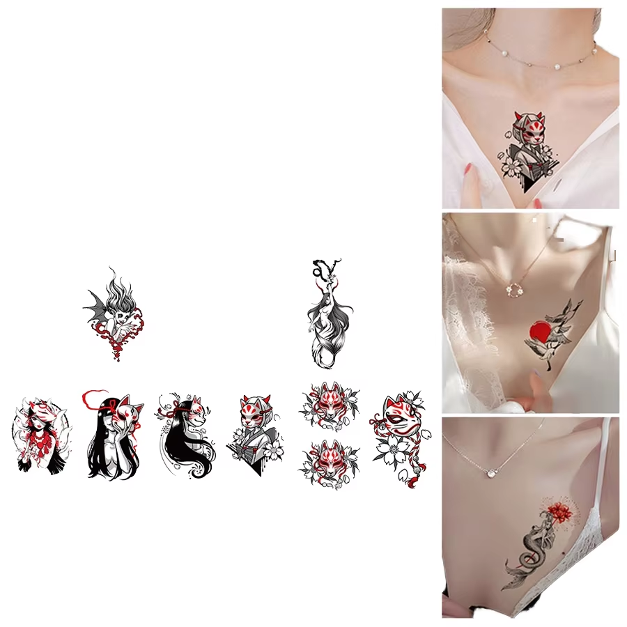 BB impermeable de larga duración a base de hierbas personalizado tatuaje temporal pegatina medio brazo semipermanente tatuaje pegatina falso tatuaje pegatinas