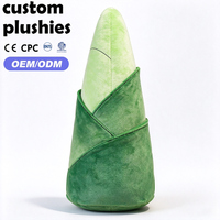 Coussin en peluche douce personnalisé en forme de poussée de bambou, adorable jouet en peluche en forme d'asperge verte avec visage brodé pour canapé et chambre