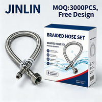 Tuyau d'arrivée d'eau flexible JINLIN en acier inoxydable tressé, anti-rayures, durable, pour salle de bain