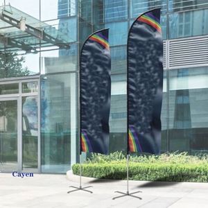 Drapeau publicitaire rectangulaire en fibre, forme goutte d'eau, pour extérieur, personnalisé, imperméable, avec impression par sublimation - Product Image 5