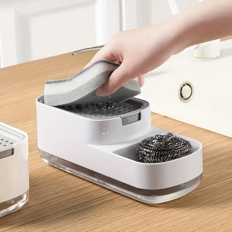 Kingze-Dispensador de jabón líquido 2 en 1 para fregadero de cocina, dispensador automático de jabón con esponja