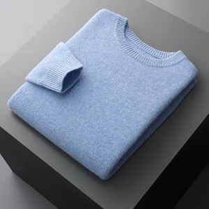 Diseño personalizado de los hombres de moda casual de manga larga pulóver de punto al por mayor de Cachemira blanca Sudadera de punto para el invierno - Product Image 3