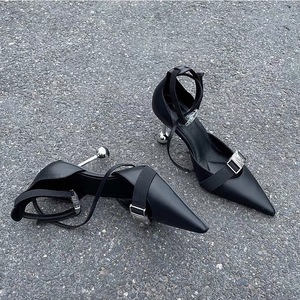 Mules Negros de Punta Puntiaguda de Moda de Verano, Tacones Negros para Mujer 2025 - Product Image 4