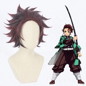Parrucca Cosplay Demon Slayer Kamado Tanjirou Sintetica Rossa Vino Corta 30cm all'Ingrosso - Product Image 2