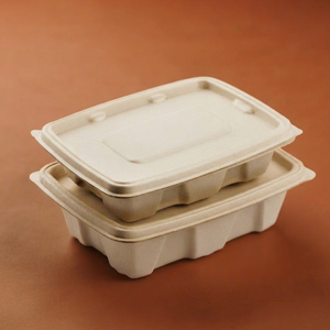 Contenedor Rectangular de Bagazo Natural de 750 ml con Tapa, Caja de Alimentos Desechable Ecológica - Product Image 4