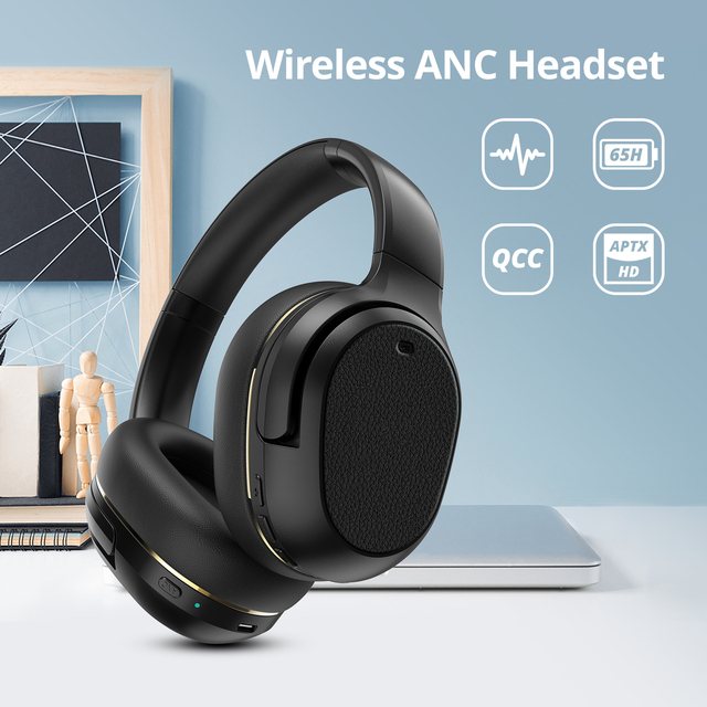 ANC Over-Ear Gaming Hi-Fi Headset with Mic-Wireless Dual Mode IPX4 Waterproof Bass Boost for Aviation & Mobile Phone Use