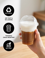 Envases Redondos de Plástico PP PET de Pared Simple para Alimentos, 90 mm de Diámetro, 8/12/16/24/32 oz, con Tapas para Bebidas Frías