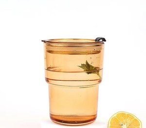 Transparent Glasses Stripe Glass Cup with Lid and Straw Ice <b>Coffee</b> Mug Tea Cup Drinkware Water <b>Bottles</b> Kitchen Accessories - Product Image 2