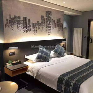 <b>Full</b> 3 Star Hotel Bedroom Furniture <b>Sets</b> Durable Wooden <b>Bed</b> Frame With Nightstands Headboard Desk Chair Wardrobe & TV Console - Product Image 4