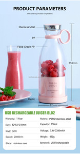 Extracteur de Jus Portable <span class=keywords><strong>TikTok</strong></span> Tendance, Sans Fil Rechargeable USB, Mini Mixeur Blender pour Fruits Frais et Extérieur - Product Image 4