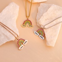 Collar Personalizado de Acero Inoxidable Chapado en Oro de 18K para Mujer, con Circonitas de Colores de Arcoíris, Regalo con Nombre Grabado