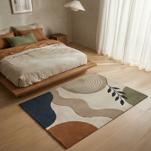 Carpet for Living Room Handmade Organic Abstract Hand Tufted Wool Area Rug Modern Japandi Designer Custom Carpet - Product Image 1