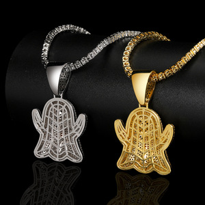 Premium VVS1 Moissanite Iced Out Ghost Sticking Tongue Pendants 14K Gold Plated S925 <b>Silver</b> Hip Hop Rapper Bling <b>Necklaces</b> Men - Product Image 3