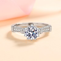 Bague en argent sterling 925 avec moissanite, six griffes, taille brillant rond, pour fiançailles et mariage, certifiée GRA, vente en gros