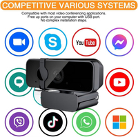 Webcam 4K dengan mikrofon 12MP USB, kamera Web komputer dengan Remote kontrol