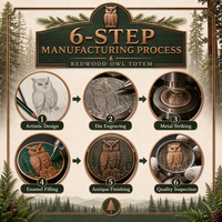Pièce de monnaie commémorative personnalisée en relief 3D avec motif hibou, finition antique, pièce de défi, cadeau souvenir, vente en gros, usine OEM ODM