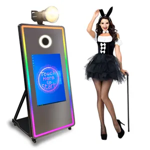 Abounding With Rotating Ring Light Troch Mirror Photo Booth Selfie Spinning Automatic Video Magic Mirror Photo Booth