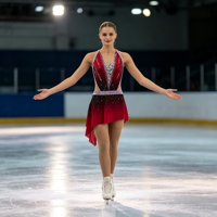 Robe de patinage artistique sans manches à col halter, dégradé rouge et noir, avec strass et maille, pour compétition et performance (adultes et enfants)