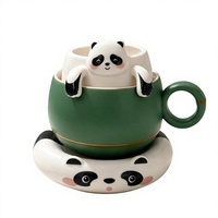 Tasse à thé en céramique Panda avec filtre de séparation de l'eau, compatible lave-vaisselle et micro-ondes, design moderne et minimaliste pour usage au bureau