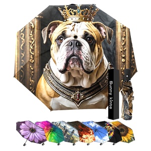 Custom logo Shar Pei Poodle Pattern 3 Fold Fully-Automatic <b>Umbrella</b> Full Coverage Logo Printing UPF 50 <b>Umbrellas</b> - Product Image 1