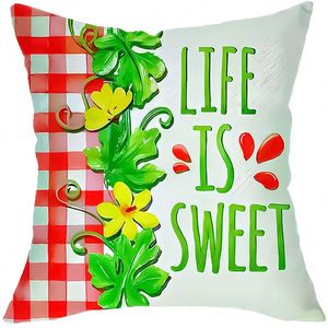 Modern Watermelon <b>Letter</b> Plaid Printing Throw Pillowcase Living Room <b>Cushion</b> Cover Polyester Linen Sofa Pillow Cases - Product Image 5