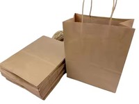 Produit de premier plan, vente en gros, sac en papier kraft écologique personnalisé avec logo, brun, pour la restauration rapide à emporter