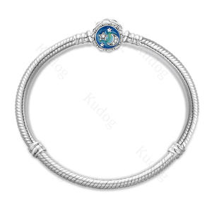 Bracciale Placcato Argento Fine con Charm e Perline di Fabbrica, Braccialetto Gioiello alla Moda da Donna, Braccialetto Rigido Femme per Creare Charm - Product Image 4