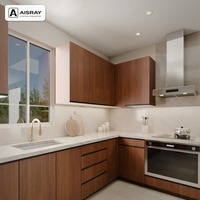 Armoires de cuisine sur mesure en bois massif au design luxueux, aménagement en forme de L, boîtes d'armoires en MDF et livraison en kit
