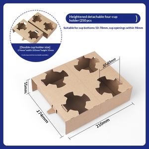 Disposable Coffee <b>Cup</b> Holder Tray, Kraft Paper Beverage Carrier for Takeaway <b>Drinks</b>, Milk Tea, Juice, Hot & Cold <b>Cups</b> - Product Image 2