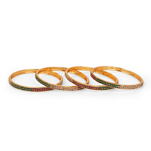 Classic Metal Bangle with White Green and <b>Red</b> Stone Embellishment Elegant Kada <b>Bracelet</b> Traditional Indian Jewelry for Women - Product Image 1