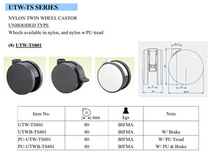 New Arrival High Quality Plastic Unhooded Office Chair Caster Wheels (Nylon Material) Traditional Design BIFMA Load Capacity - Product Image 2