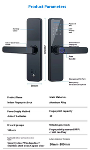 एक्सेललॉक wf07 ग्रेड सी सुरक्षा एल्यूमीनियम मिश्र धातु स्मार्ट लॉक फिंगरप्रिंट और तुया/टलॉक ऐप के साथ संगत - Product Image 4