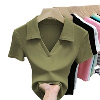Design Sense T-shirt décontracté à manches courtes pour femme, coupe ajustée, été 2023, polyester et élasthanne