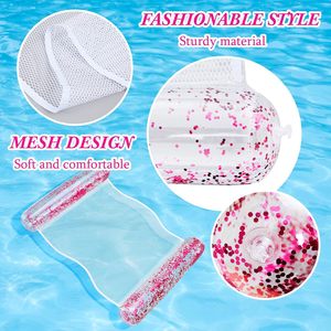 Flotador de Piscina de Malla de PVC con Brillo Rosa, Hamaca Inflable para Agua - Product Image 3